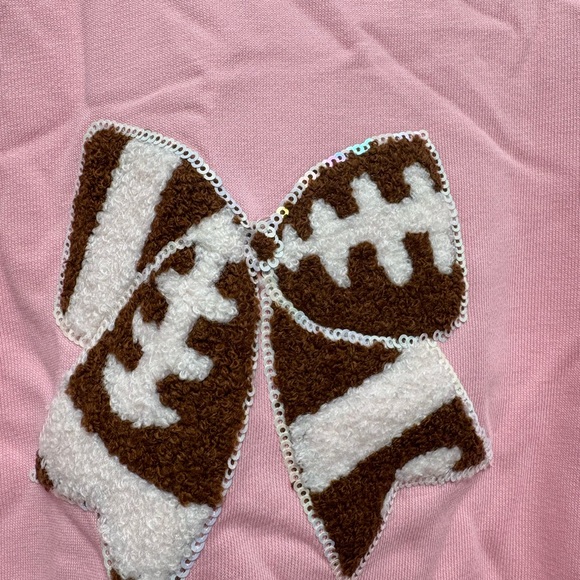 NWOT Football Bow Sweater Peach Love Size M - Picture 3 of 4